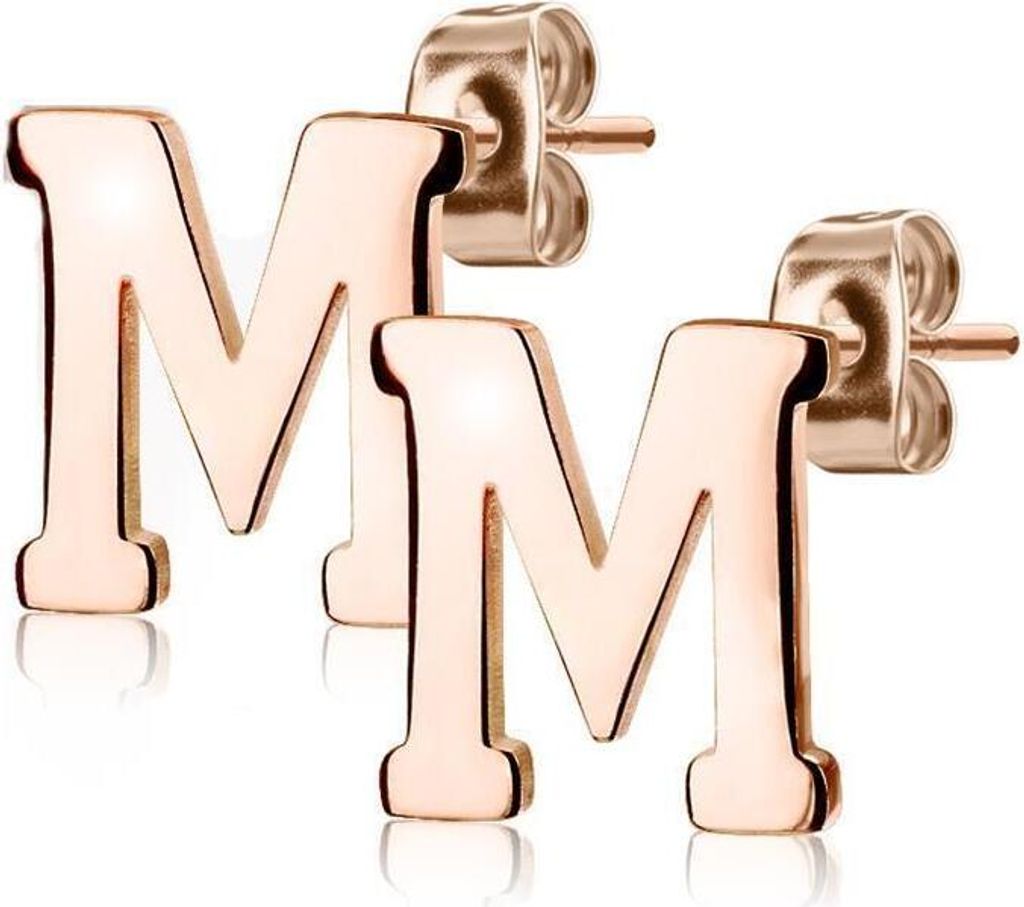 M Ohrstecker Buchstaben Rosegold aus Edelstahl Damen