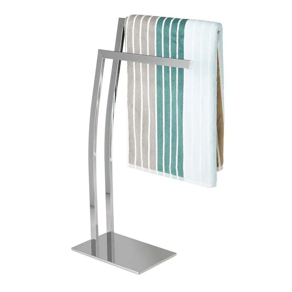 Relaxdays WIMEDO Porta Salviette Argento - No Fori, Acciaio Inox 84cm