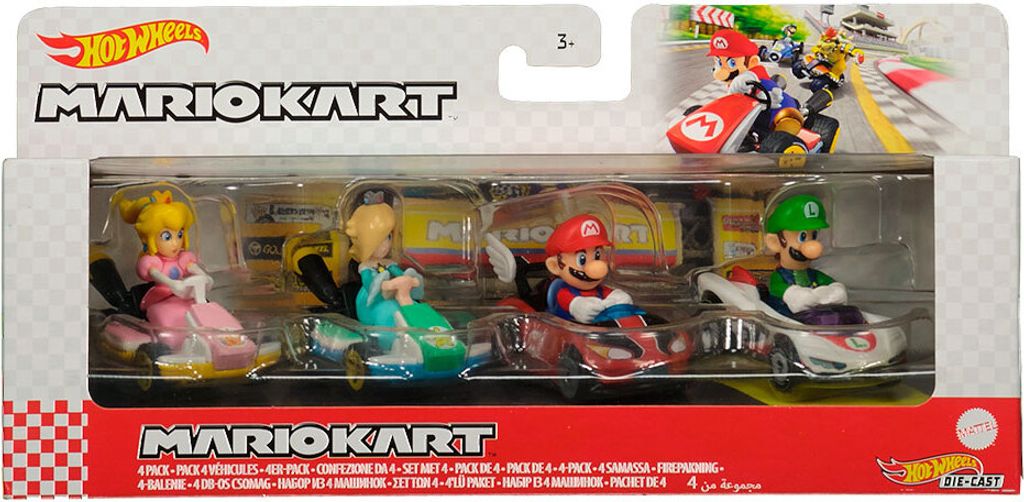 Hot Wheels Mario Kart -Fahrzeuge im 4er-Pack mit 1 Produktbild 
