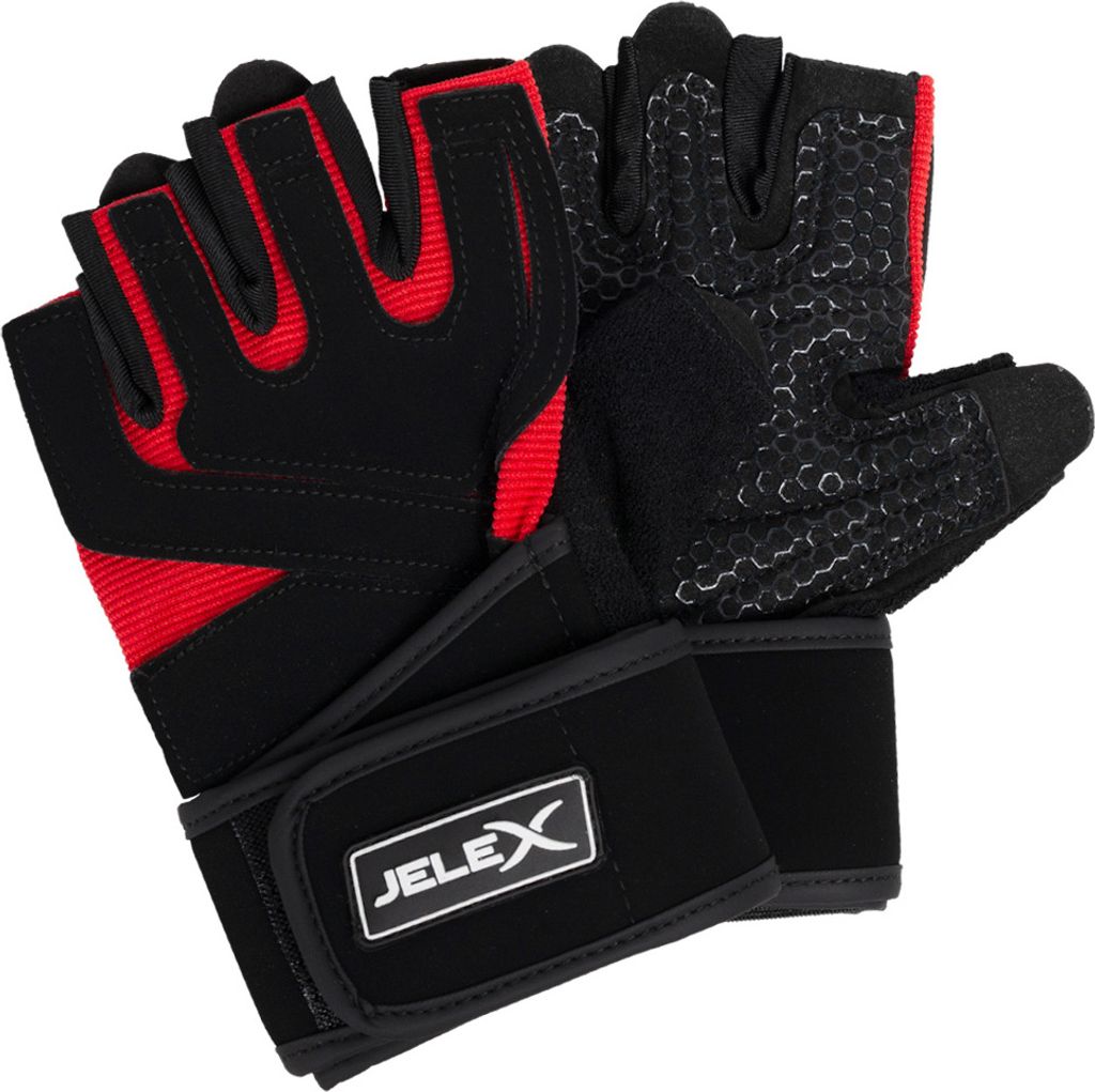 M JLX-56|JELEX Power Premium gepolsterte Trainingshandschuhe schwarz-rot