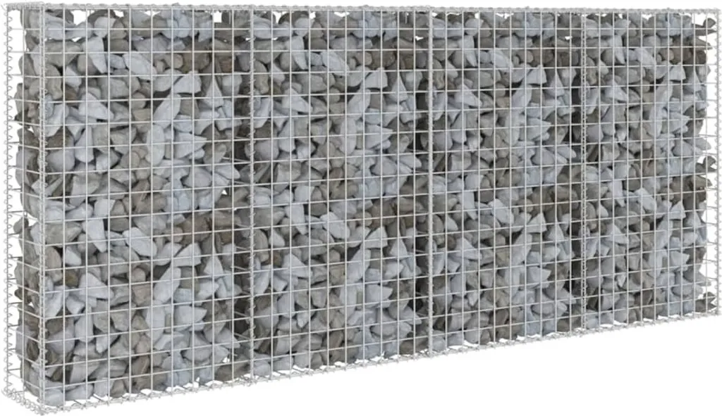 vidaXL Mur de Gabion avec Couvercle en Acier Galvanisé 200 x 20 x 85 cm