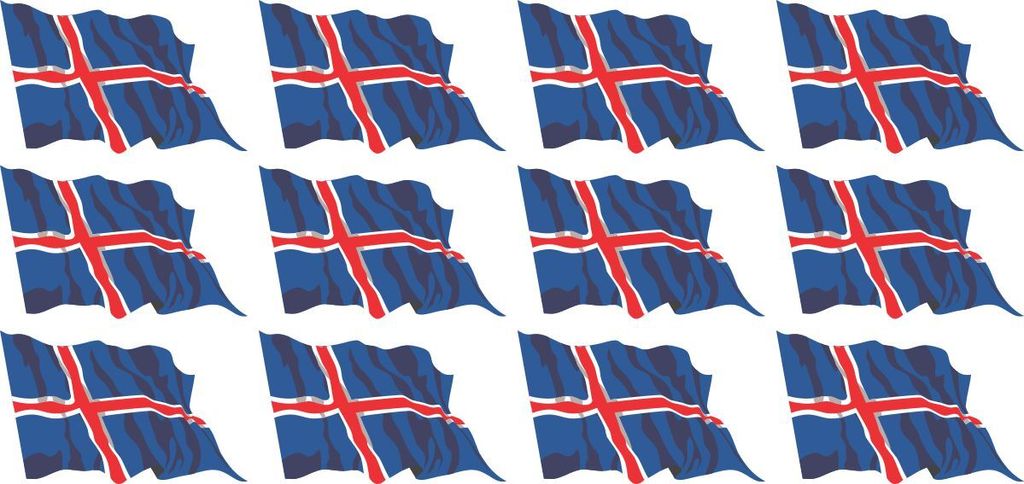 Mini Aufkleber Set - Pack wehend - 50x31mm - selbstklebender Sticker - Fahne - Island - Flagge / Banner / Standarte fürs Auto, Büro, zu Hause und...