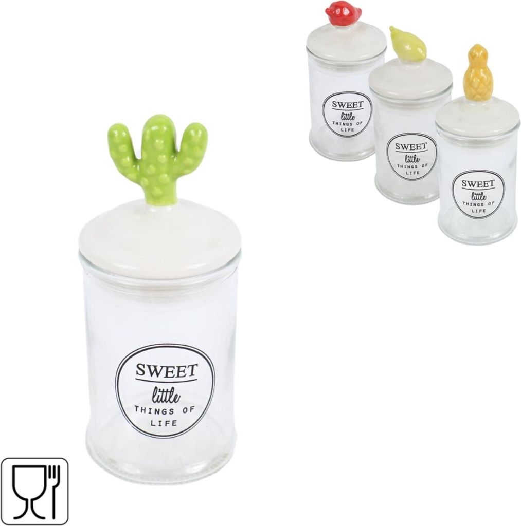 Voorraadpot sweet glas 13cm 4 assorti