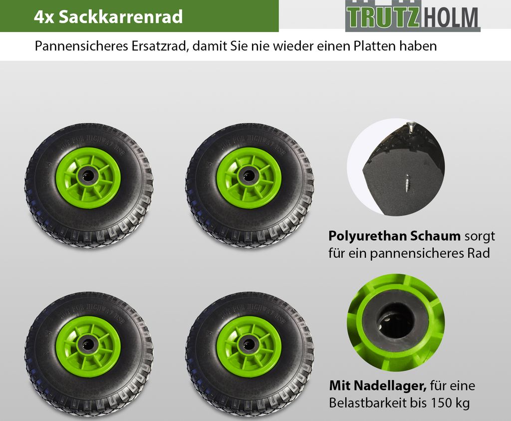 4x Sackkarrenrad Vollgummi 260x85 mm 3.00-4 Produktbild 2