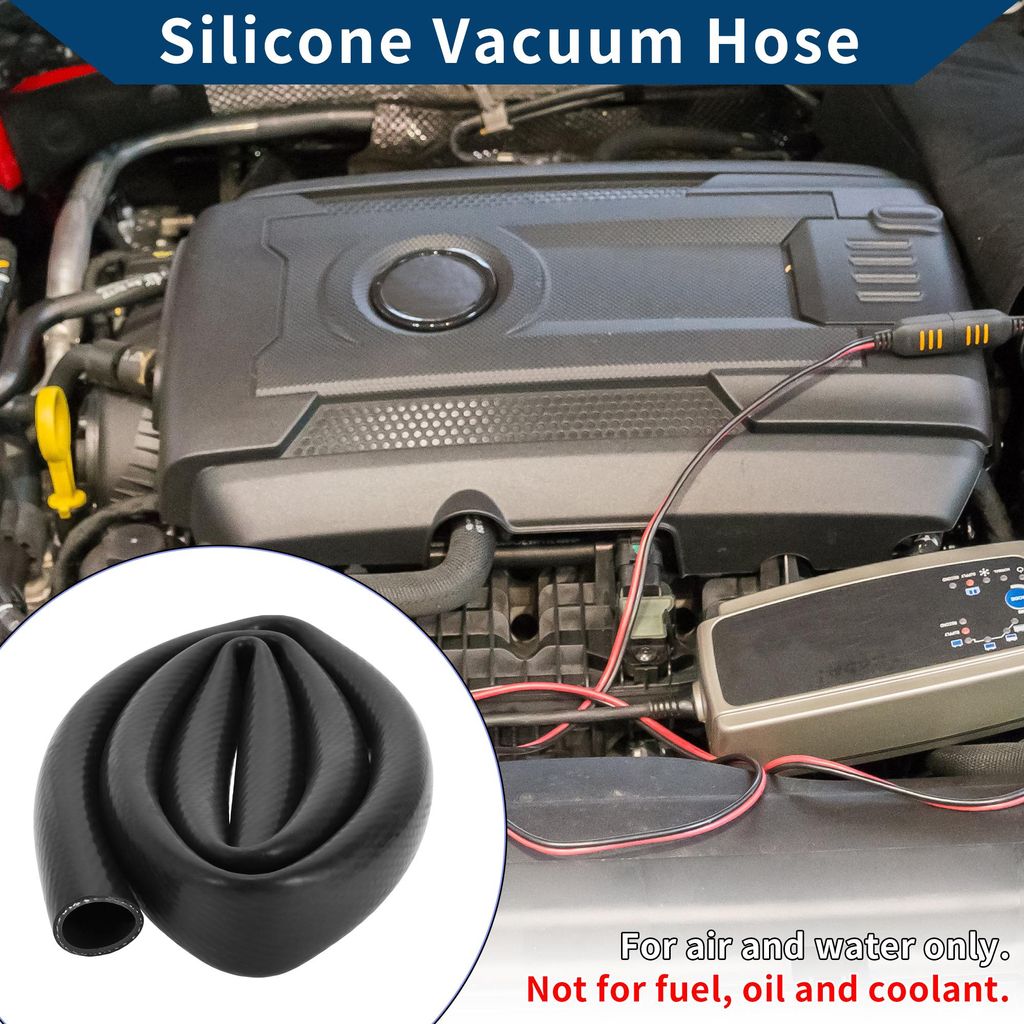 Silikon-Vakuumschlauch für Automobil-Vakuumsysteme Hochtemperatur 1" 25mm ID 3mm Dicke 1 Stück Schwarz 130PSI Maximaldruck