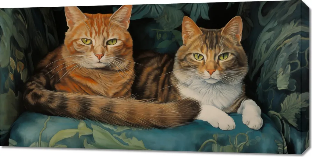 Toile imprimée haute définition Chats sur une chaise 100x50 cm chic