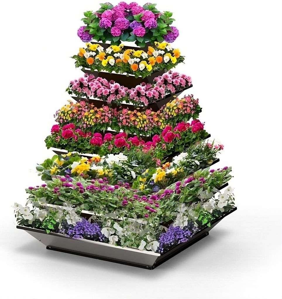 Hochbeet "HighBeet Tower" 8 Ebenen aus verzinktem Blech