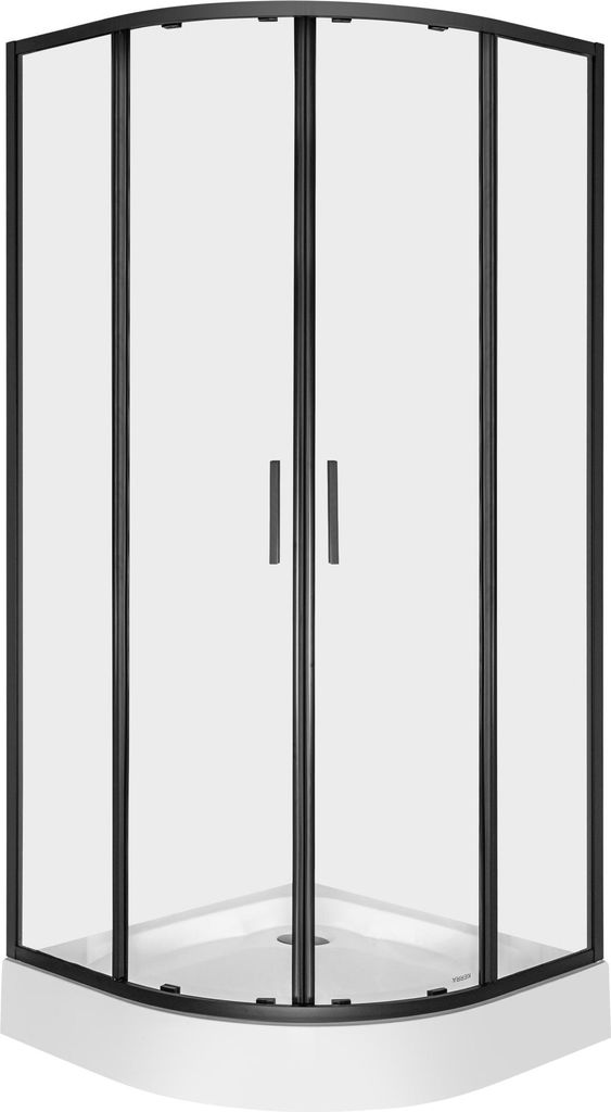 Kerra Solid RS 80 cm CHR Duschkabine mit Duschwanne, schwarze Profile, 6mm ESG transparent Sicherheitsglas mit KERRA PROTECT Schutzschicht