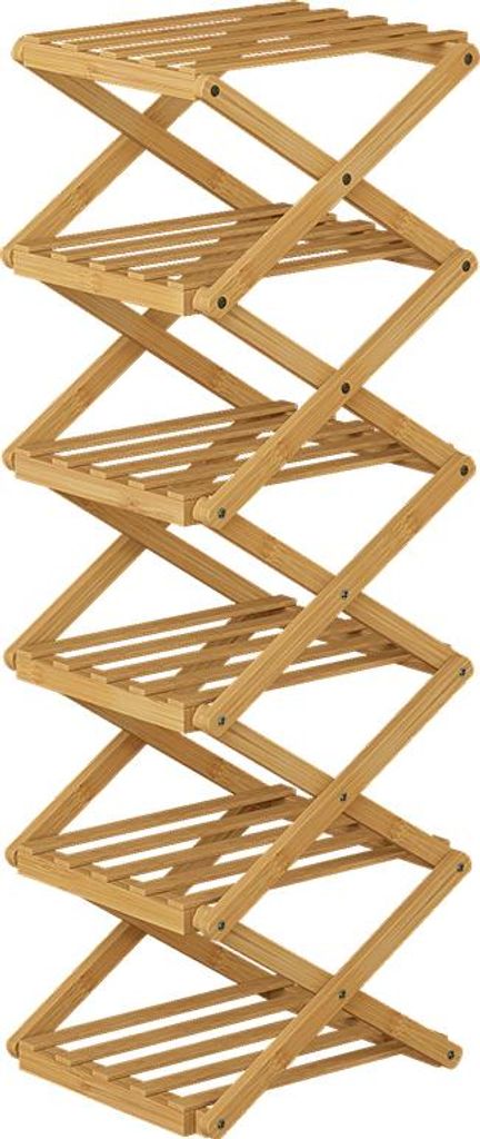Schuhregal Vicco Ziggy Bambus 26 x 83.5 cm mit 6 Fächern, Produktbild 