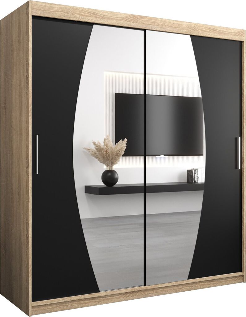 Kleiderschrank, Schiebetürenschrank Schlafzimmer, Schrank mit Spiegel ELYPSE 180 cm