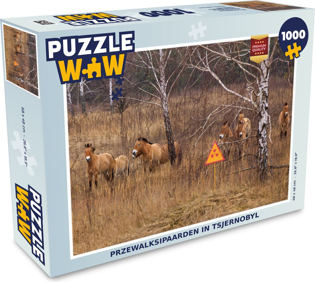 MuchoWow Puzzle 1000 Teile Pferde - Gras - Warnschild - Erwachsene - Rätsel