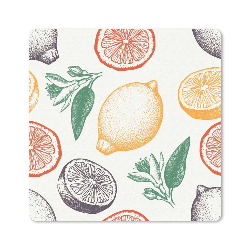 MuchoWow Mauspad Mousepad Obst - Vintage - Küche - Muster 30x30 cm - Mousepads - Maus Mat - Pad - Mausunterlage - Gaming