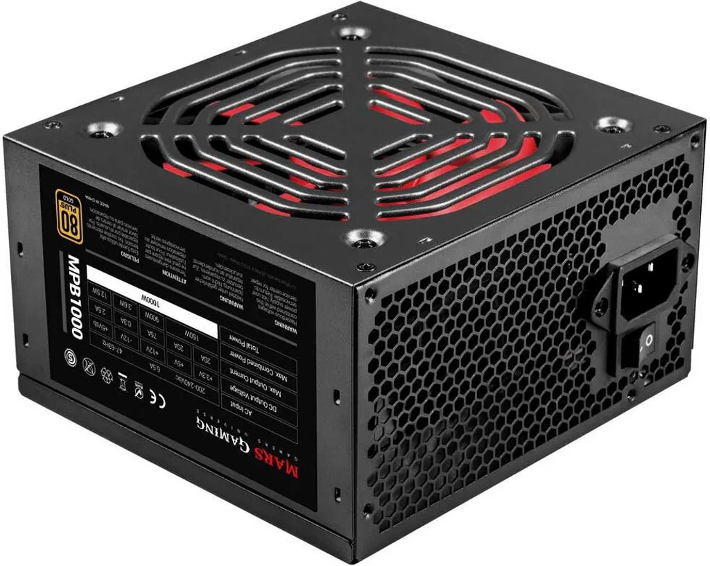 Alimentation ATX 1000W Mars Gaming MPB1000 Silencieuse pour PC de Bureau