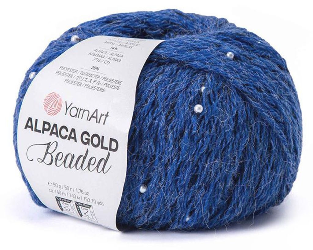 YarnArt Alpaca Gold Beaded 3608 Perlengarn Kobalt 50g Produktbild 