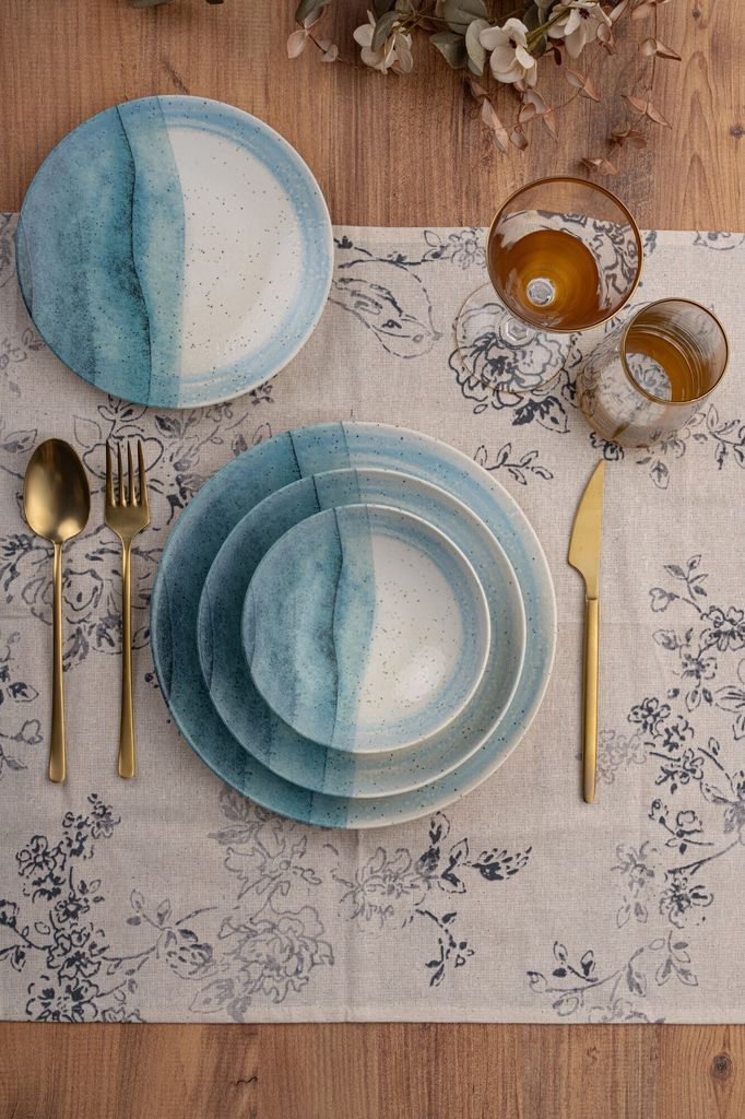 Hermia Concept, GBSATN24Y4M29844, Tafelservice (24-teilig), 100 % PORZELLAN, Mehrfarbig, 25 x 25 x 2 cm
