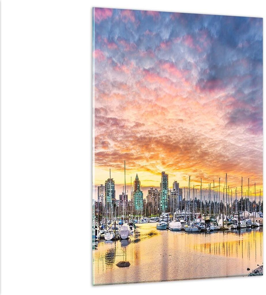 Bilder auf glas - Einteilig - Boote städtisch Stadt Landschaft - 80x120cm - Glasbilder - Wandbilder - Bilder - Wanddekoration aus Glas - Glas Bild...