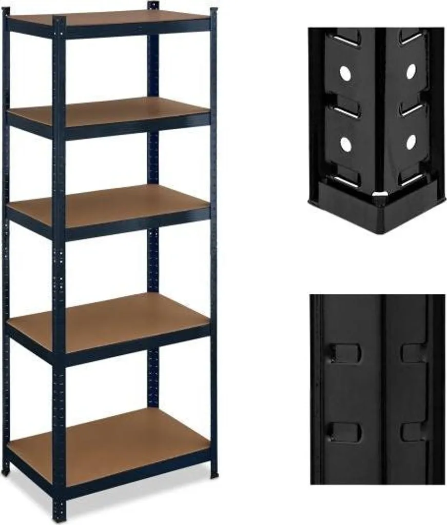 Étagère noire pour charge élevée 5 niveaux - Rayonnage robuste garage