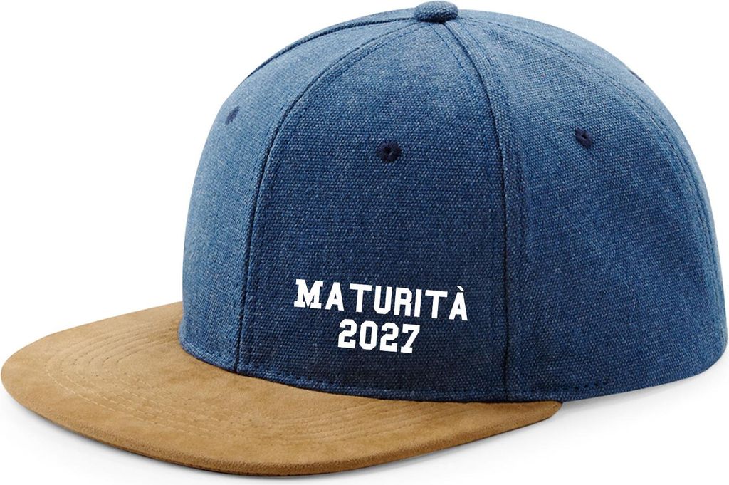Huuraa Cappy Mütze Maturità 2027 Abschluss Italien Denim Baumwolle und Polyester Snapback Kappe Geschenkidee