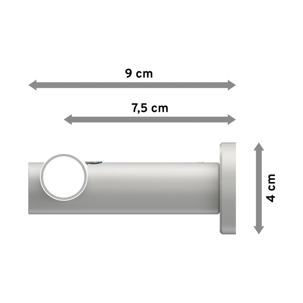 Interdeco Gardinenstange / Vorhangstange Weiß, Typ Platon Mavell (Zylinder Bicolor), 20 mm Ø 1-läufig, 260 cm