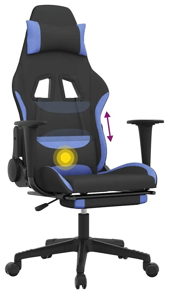 Chaise de bureau gaming pour télétravail avec massage et repose-pieds