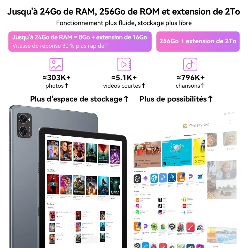 Tablette 256Go Android 14, Écran Widevine L1 et Intelligence Artificielle - 6