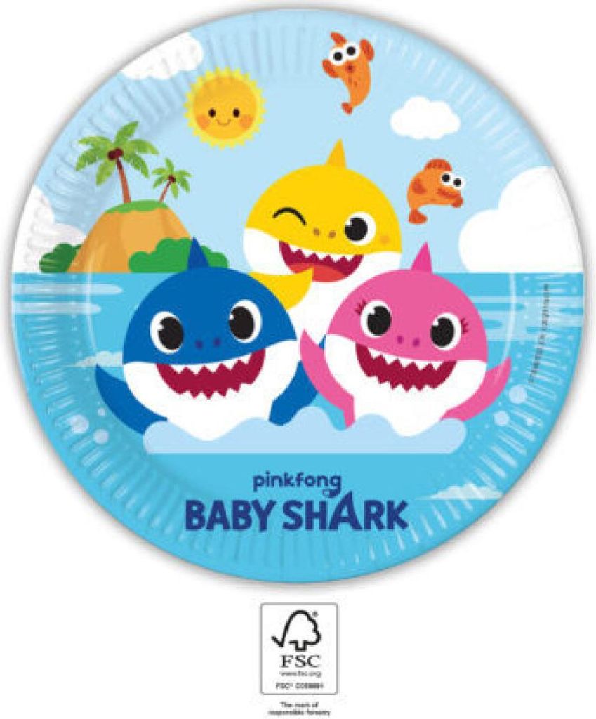 Papírový talíř Papírový pohár Party Cup Baby Shark 8 kusů Obrázek produktu 