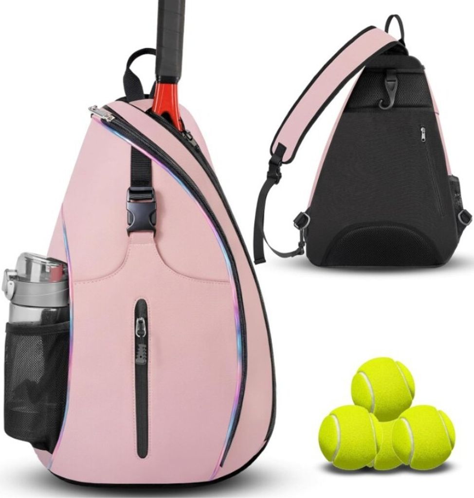 INF Wasserdichte Badminton-Schlägertasche, Umhängetasche für Tennisschläger Rosa