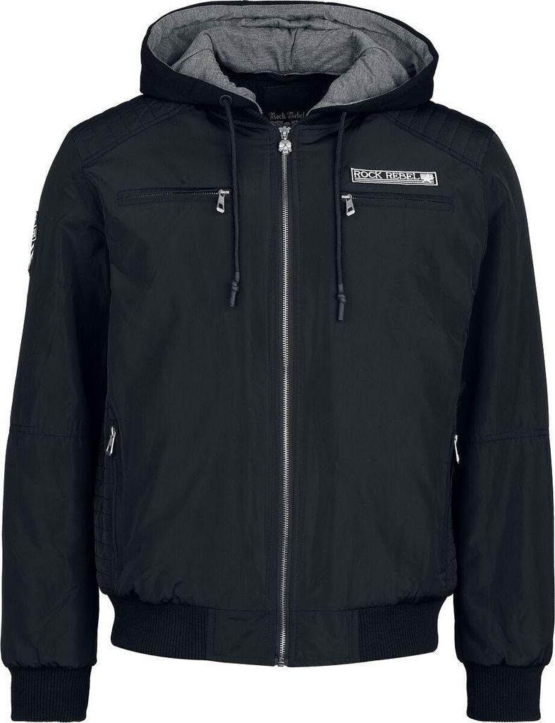 Rock Rebel by EMP Herren schwarze Übergangsjacke mit Kapuze XXL