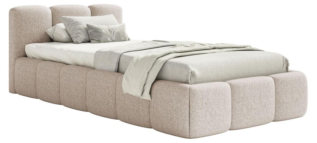 Selsey Cloudy Low – Polsterbett 90x200 cm, Bettkasten & Lattenrost, Chenille Hellbeige