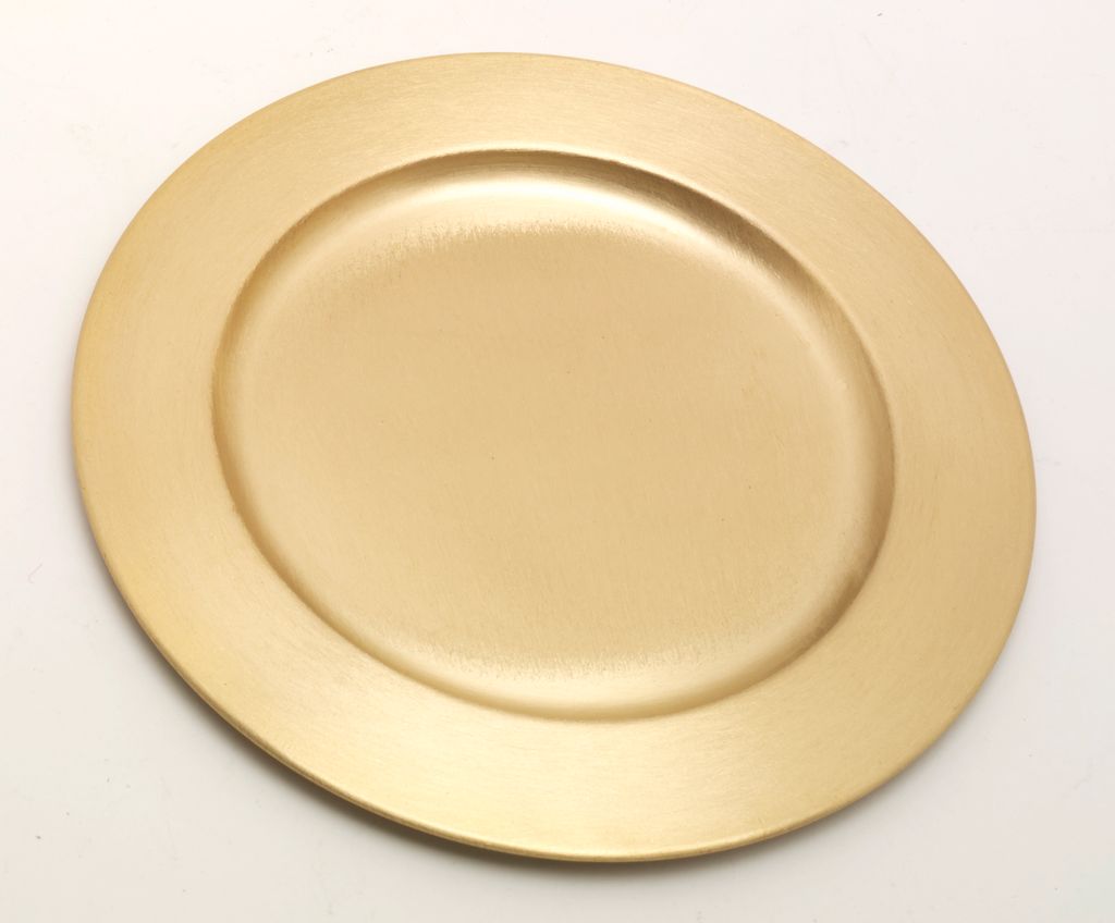 Kerzenteller, Dekoteller Messing Gold matt satiniert, Innen Ø 11 cm, Außen Ø 17 cm für Kerzen