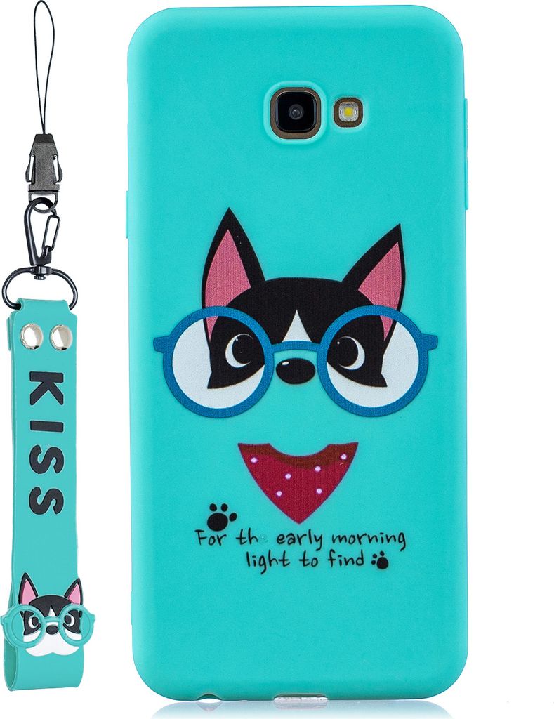 Für Samsung A5 2017 Cartoon Lovely Coloured Painted Soft TPU Rückendeckung rutschfest Full Protective Case mit Lanyard Light blau