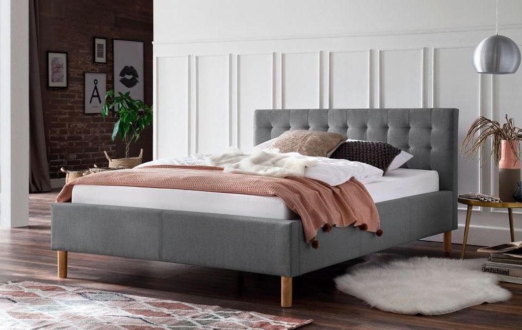 Polsterbett Bett Modell Malin hellgrau-120x200cm