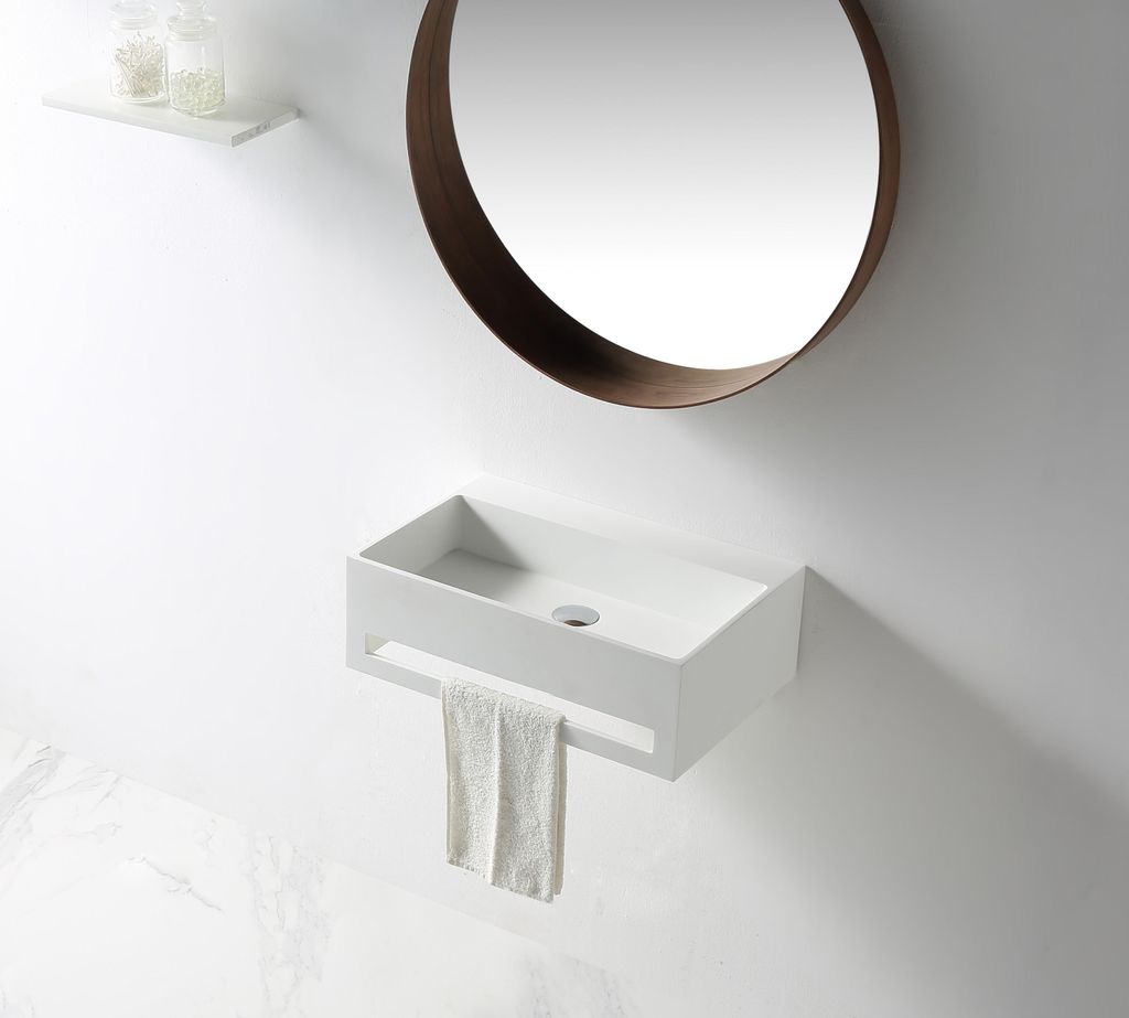 Wandwaschbecken TWG02 aus Mineralguss - 60 x 40 x 20 cm - Produktbild 