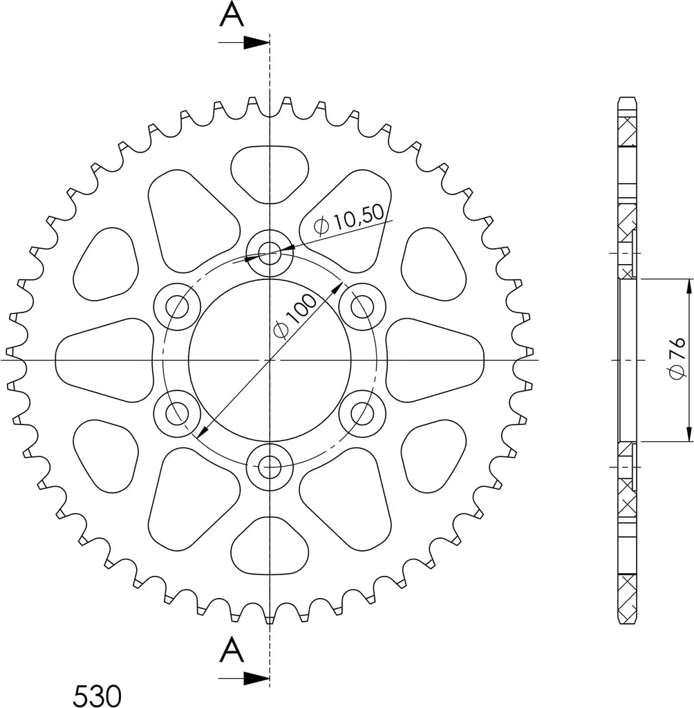 Couronne Aluminium 47 Dents Supersprox pour Supprimer les Vibrations
