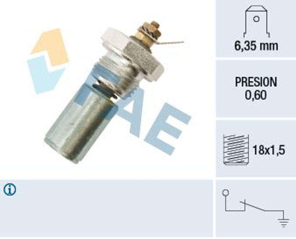 FAE 12260 Öldruckschalter Öldrucksensor passend für PEUGEOT 205 II (20A/C) 205 I Cabriolet (741B, 20D) 205 I (741A/C) für CITROËN BX (XB-) fü...