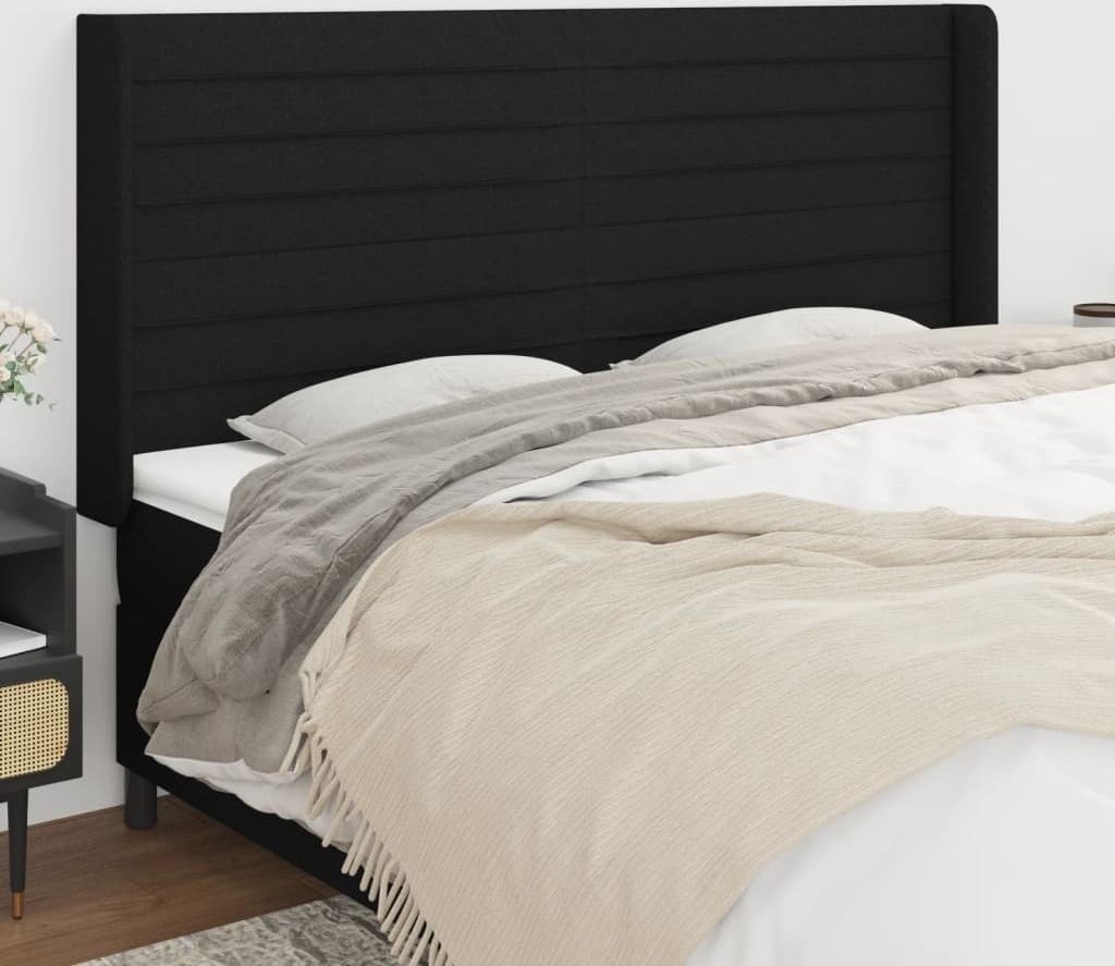 Maison Exclusive - Kopfteil mit Ohren Schwarz 163x16x118/128 cm Stoff