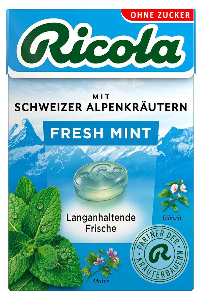 Ricola Fresh Mint Ohne Zucker (50g Packung) Produktbild 