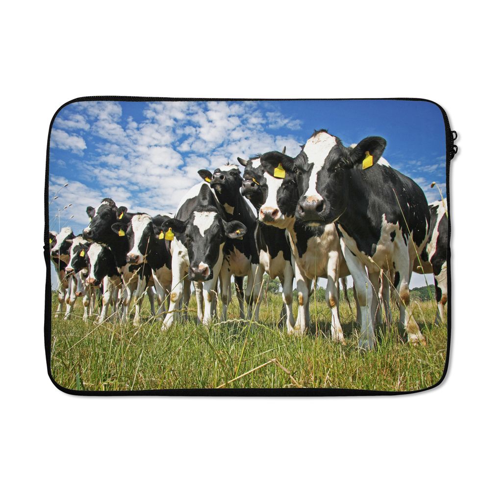 MuchoWow Laptop Hülle 13 Zoll Kühe - Gras - Wiese - Tiere Laptoptasche - Laptophülle - Sleeve - Rundumschutz