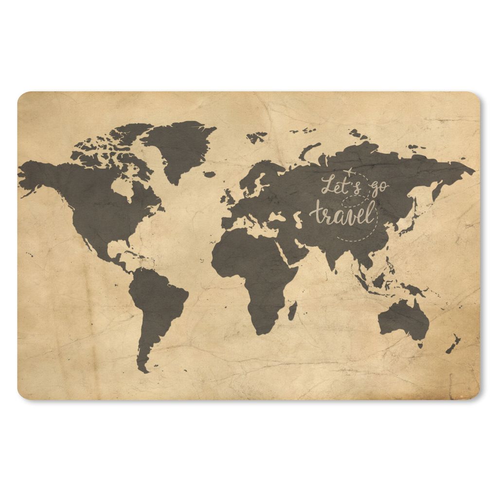 MuchoWow Mauspad Mousepad Weltkarte - Vintage - Zitat 27x18 cm - Mousepads - Maus Mat - Pad - Mausunterlage - Büroartikel - Desk Matten