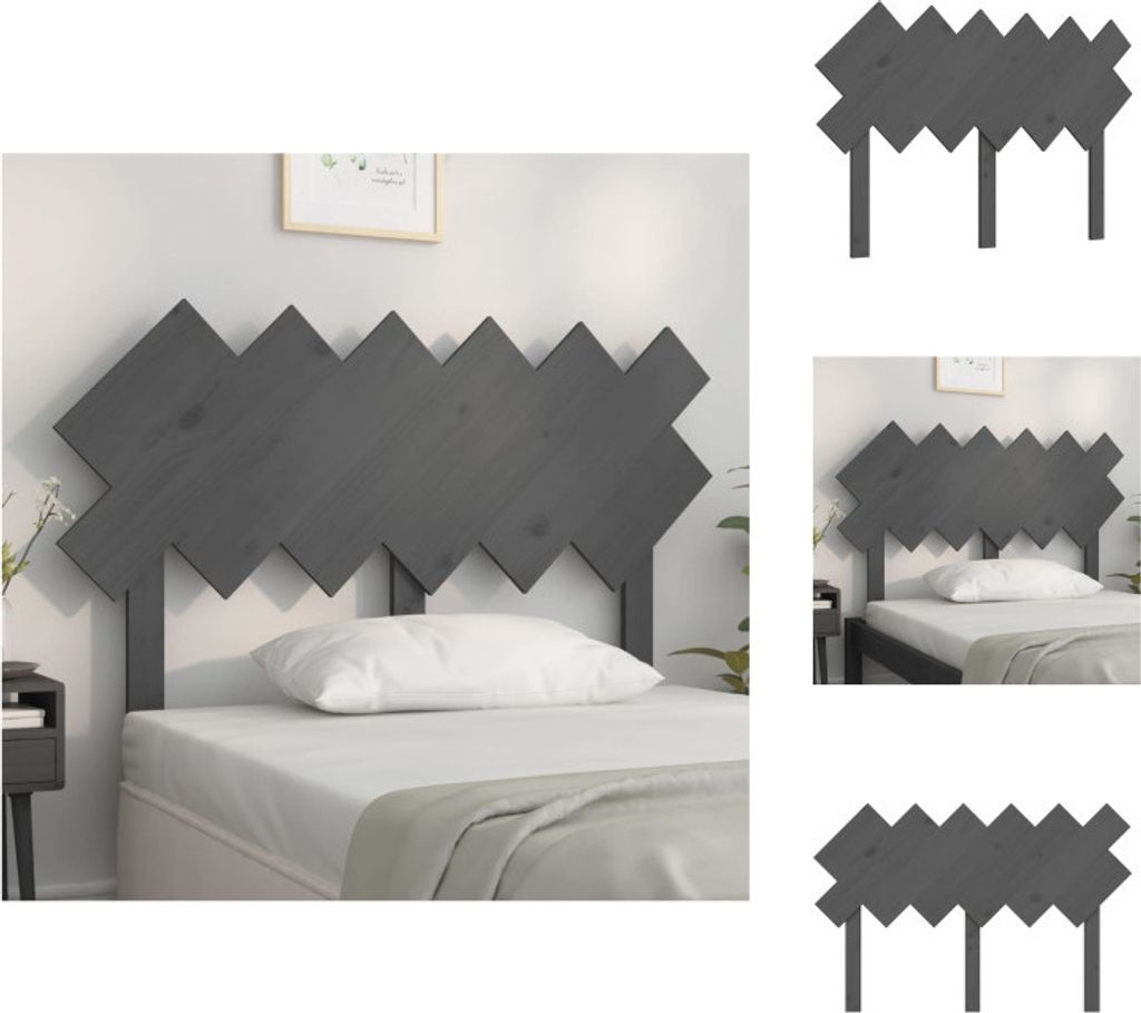 vidaXL Bett-Kopfteil Grau 122,5x3x80,5 cm Massivholz Kiefer - Kopf- & Fußenden