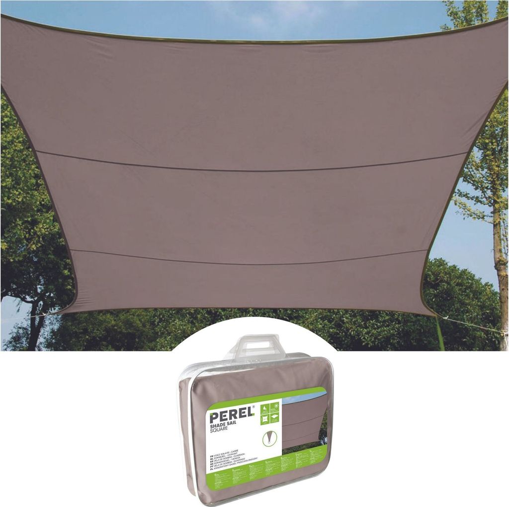 Perel Sonnensegel 3.6 x 3.6 m, quadratisch für Garten und Produktbild 
