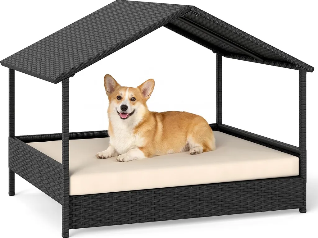 Letto Cani Rattan Costway Beige: Pratico, Lavabile e Robusto