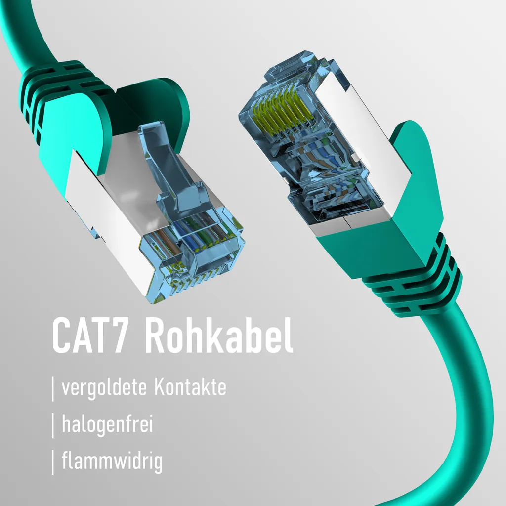 Câble de brassage RJ45 Cat 7 de 25m, cordon Ethernet blindé EFB vert