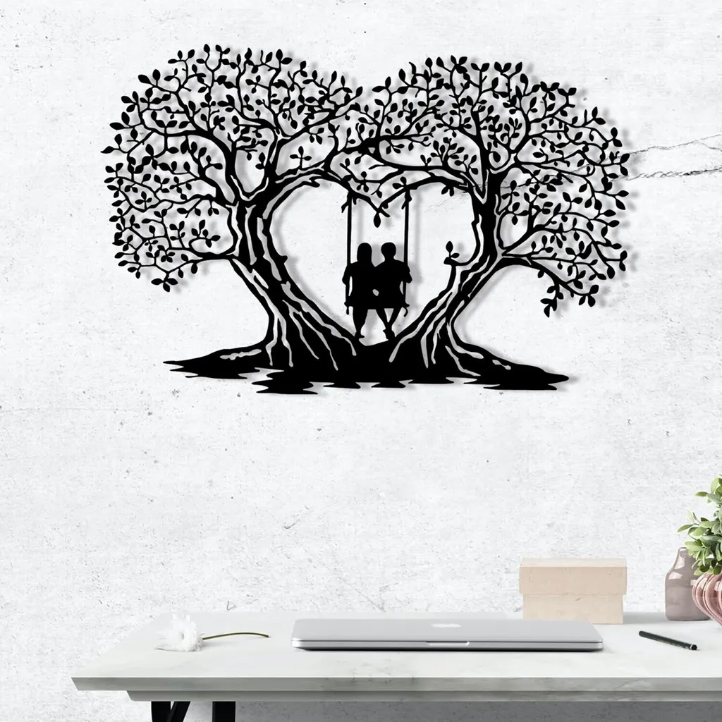 Wallity Love Decorazione Murale Metallo Nero 65x43cm - Arredo Moderno
