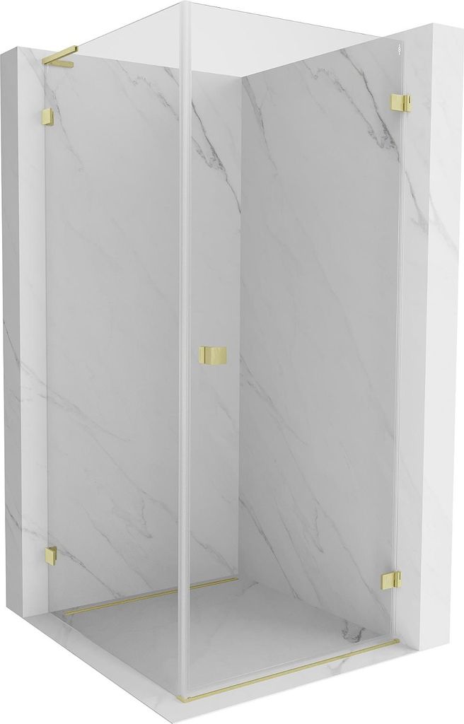 Mexen Lunar-B L Duschkabine rechts öffnend 100 x 100 cm, transparent, gebürstetes Gold - 832L-100-100-55-00-P