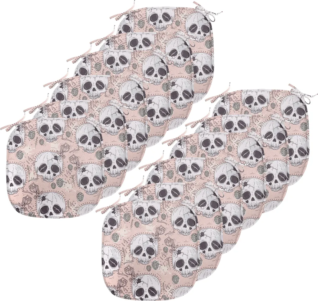 Coussins Décoratifs avec Attaches - Design Crâne Mexicain Rose et Noir