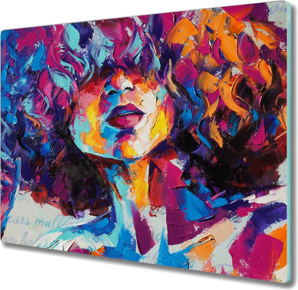 Coloray Küchenbrett Kochplattenabdeckung Hackbrett Schneidebrett Herdabdeckplatte 60x52 cm - Porträt einer Frau