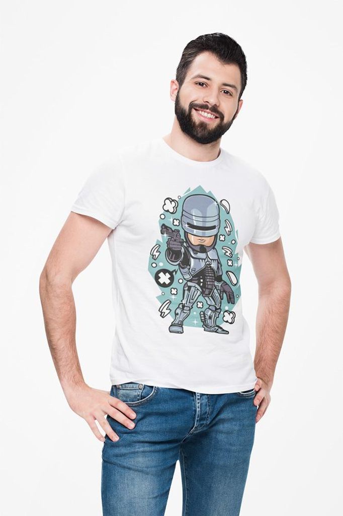 D&B Uni Polo PC00092 Robocop Weiß-Größe L