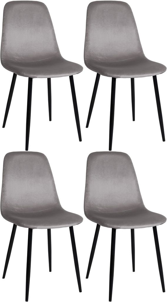 In And OutdoorMatch Esszimmerstühle Jean – Grau – 4er-Set – Samt – Hochwertige Polsterung – Stilvolle Esszimmerstühle – Optik