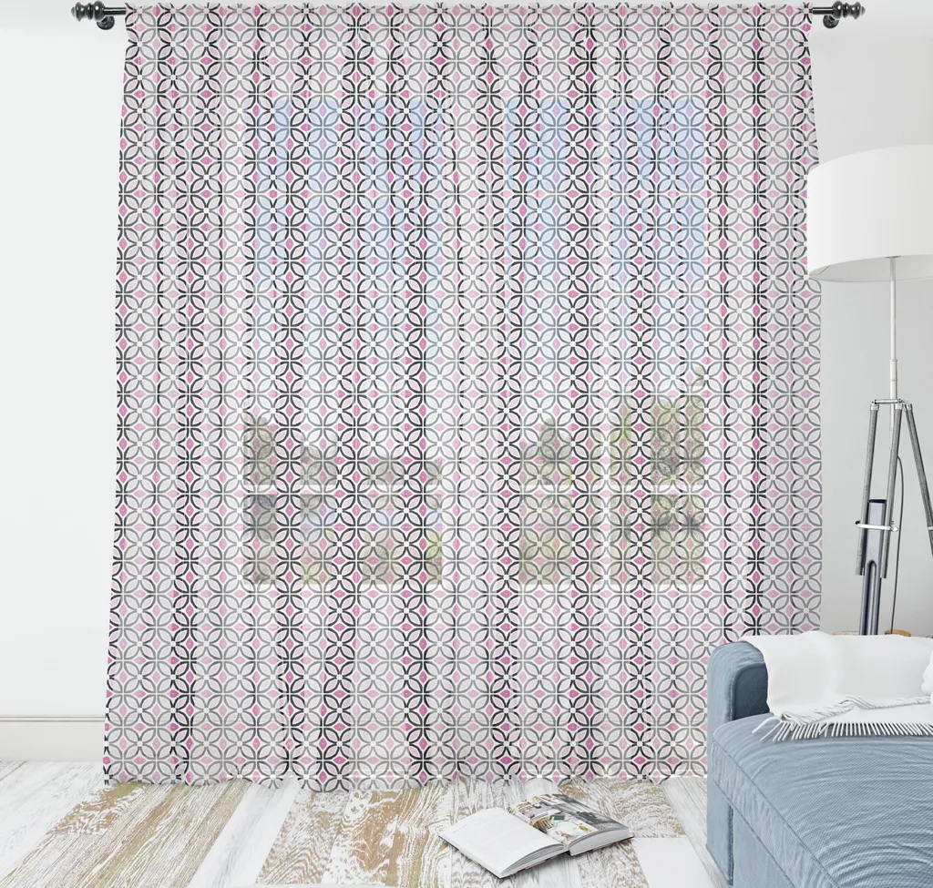 Tapisserie ABAKUHAUS Vintage Motifs Circulaires Satin 220x274cm Mauve